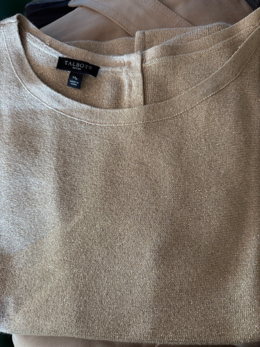 Talbots Shimmery Crewneck Sweater&blouse in Champagne
